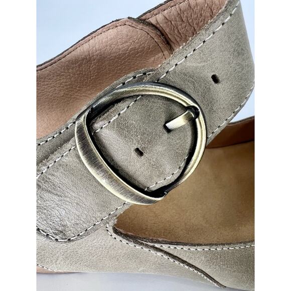 Dansko Burnished Khaki Green Calf Leather Sz 41 (US 9.5-10) Wedge Sandals Tiana - Picture 9 of 14